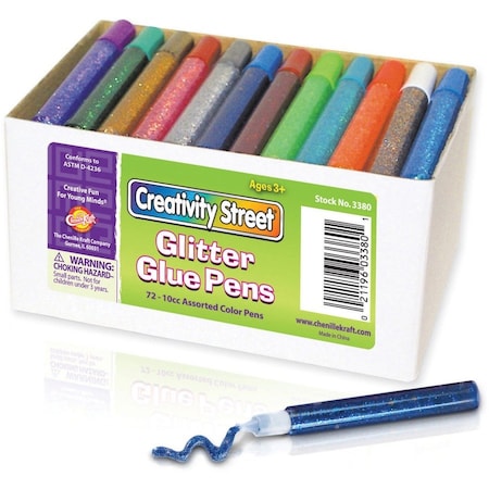 Glitter Glue Pens, Resealable, 72/BX, Assorted PK